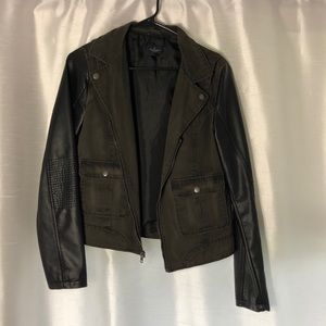 American eagle leather and denim jacket